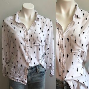Lightening Black and White Button-Up Shirt